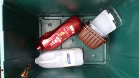 Plastic in the recycling bin