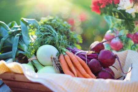 vegetables on a market stall