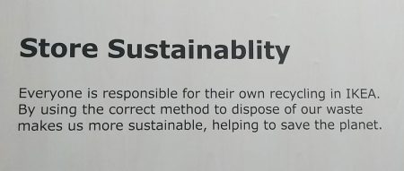sustainability sign at IKEA